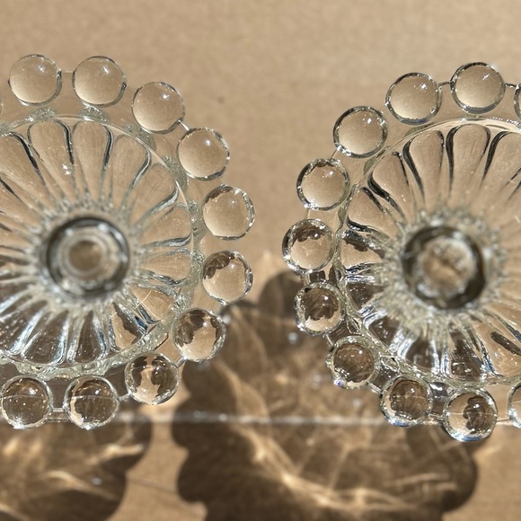 Vintage 4 Anchor Hocking Berwick Boopie clear glass candlestick - Picture 7 of 8